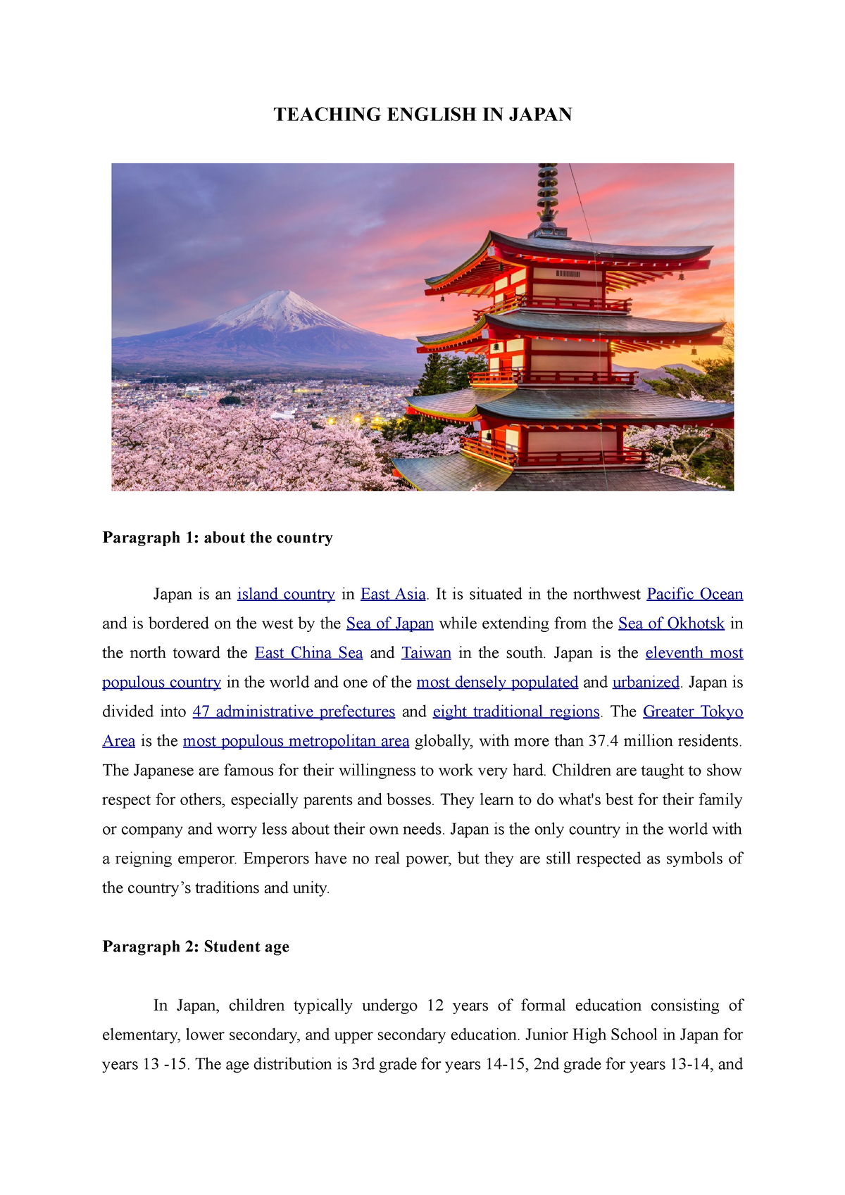 english essay about japan