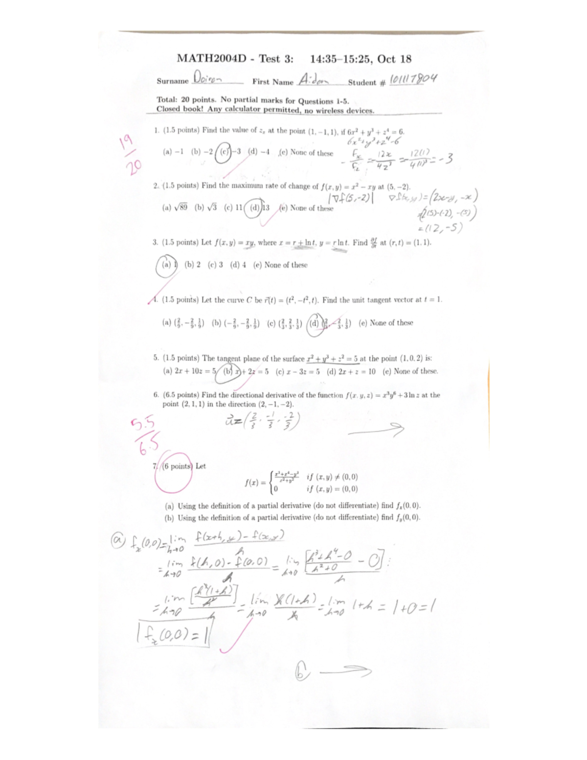 Test August 2019, questions and answers - Math 2004 - Studocu