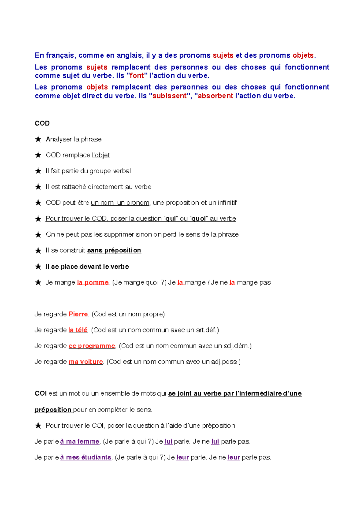 Cod-coi - Cod coi exercises - En français, comme en anglais, il y a des ...