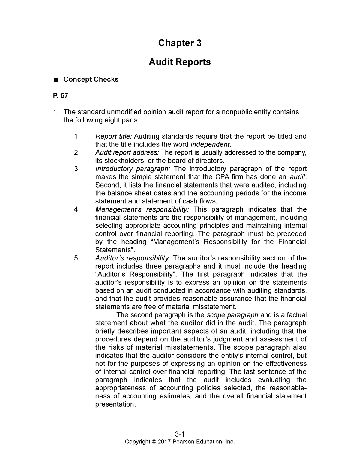 Arens Auditing 16e Sm 03 - Chapter 3 Audit Reports Concept Checks P. 57 ...