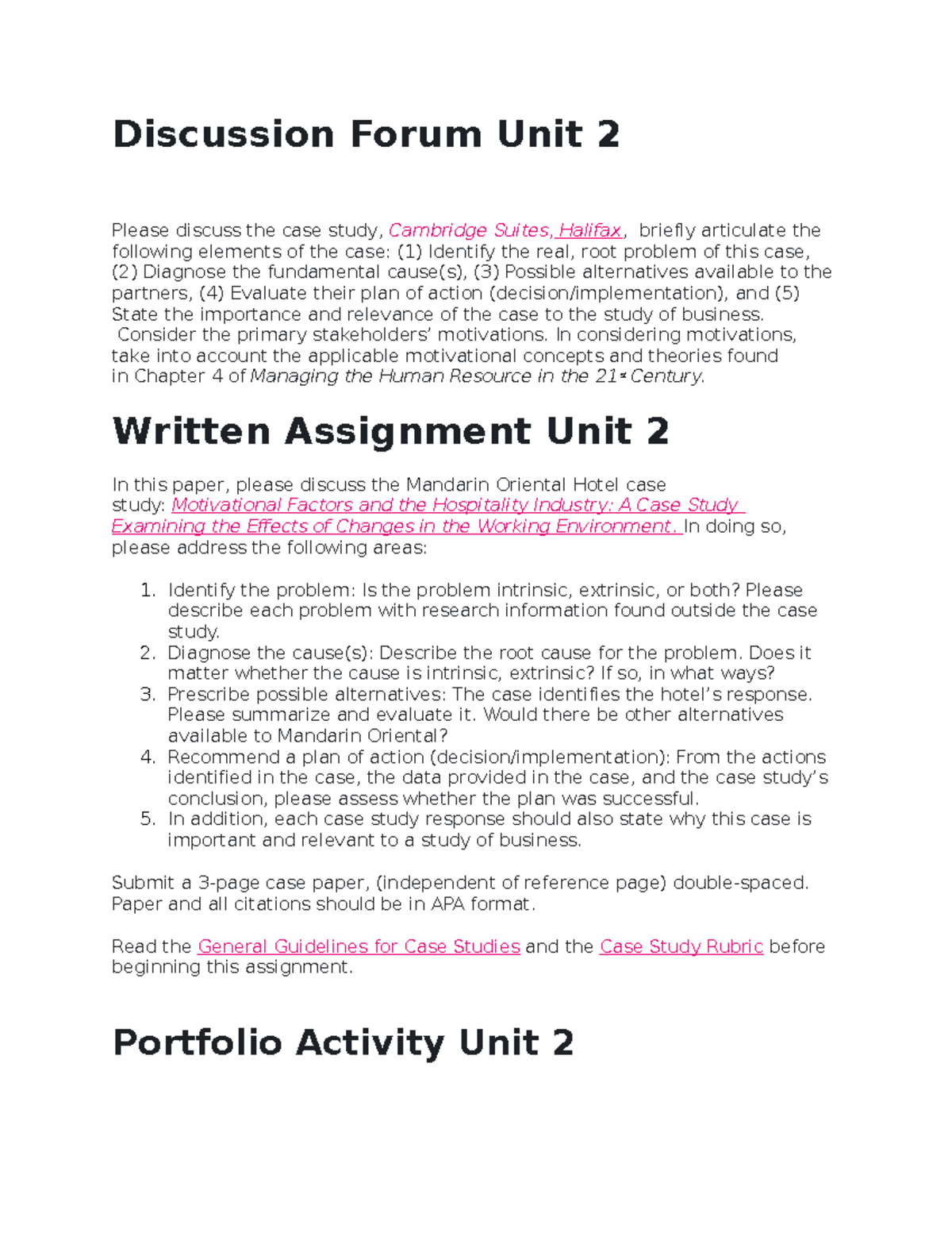 Discussion, Assignment and Portfolio Forum Unit 2 - Discussion Forum ...