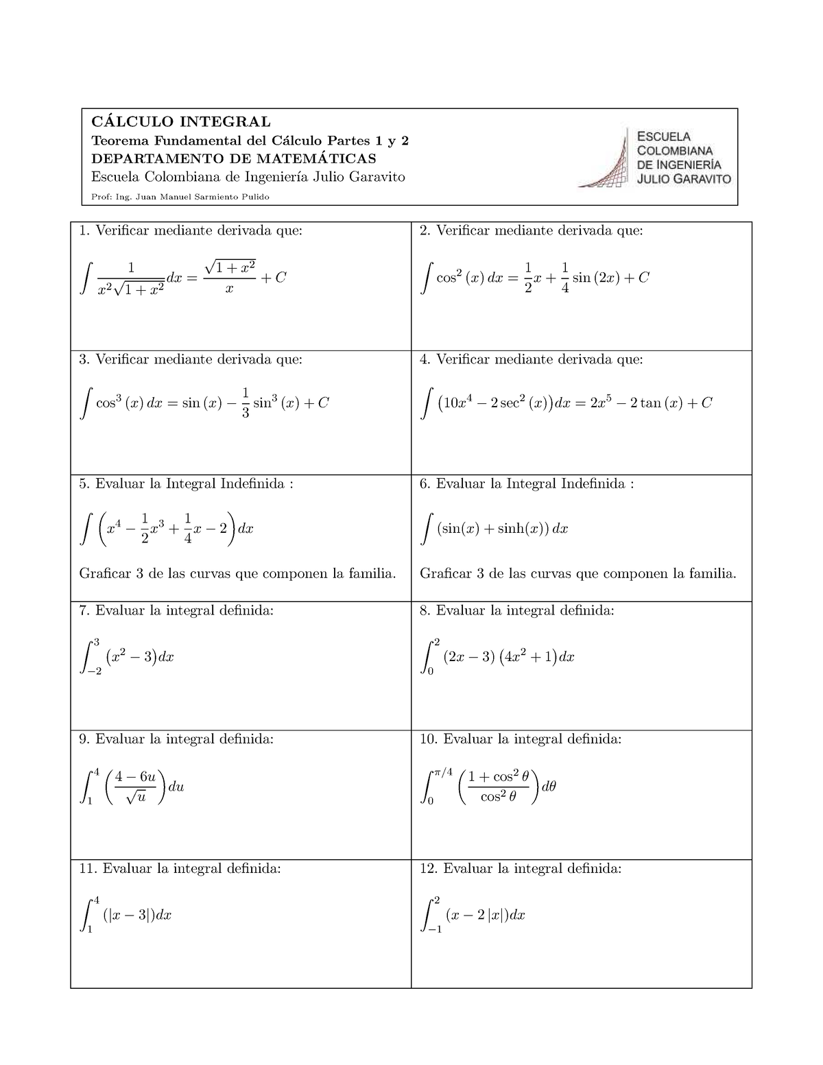 Teorema Fundamental Del Cálculo - C ́ALCULO INTEGRAL Teorema ...