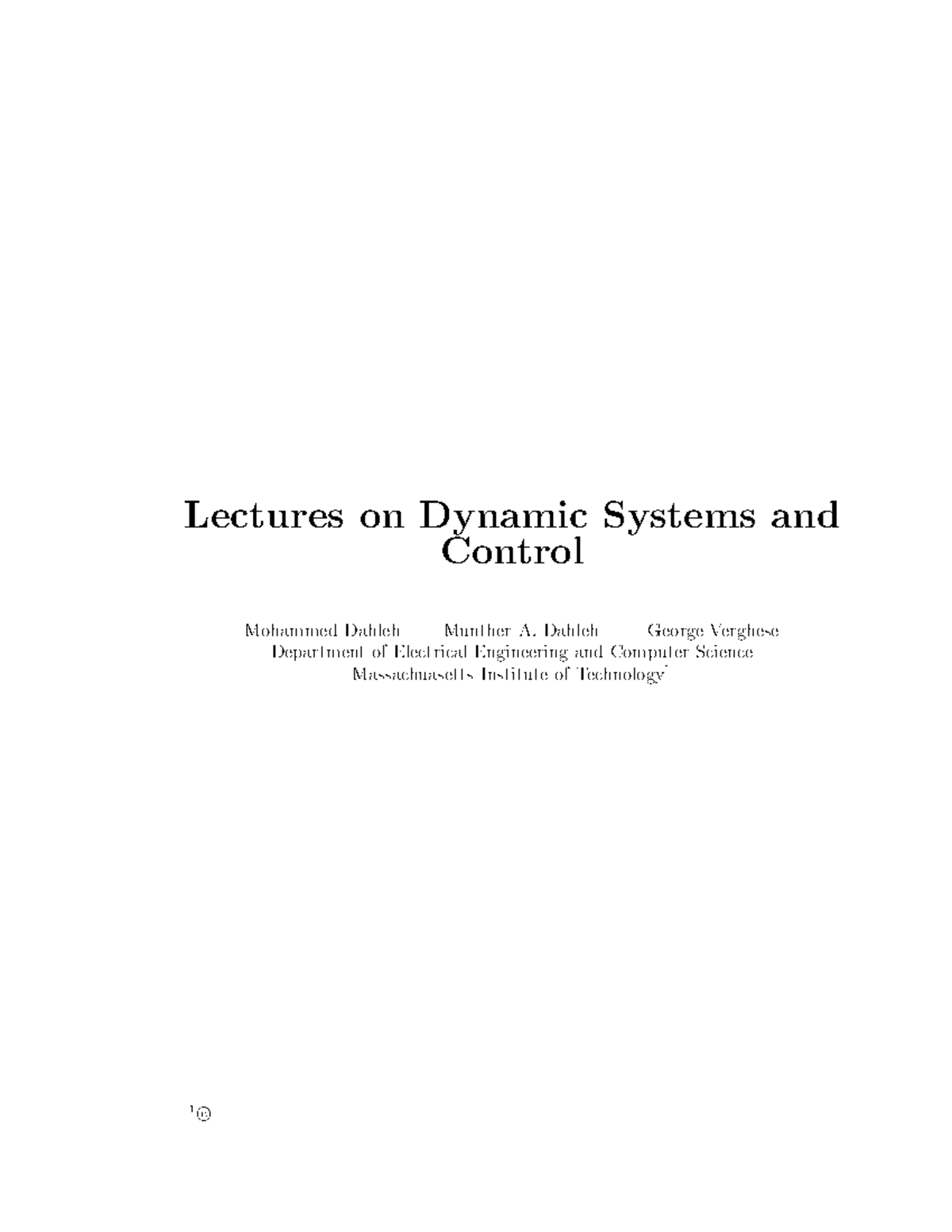ContinuousTime Linear Proof Lectures on Dynamic Systems and