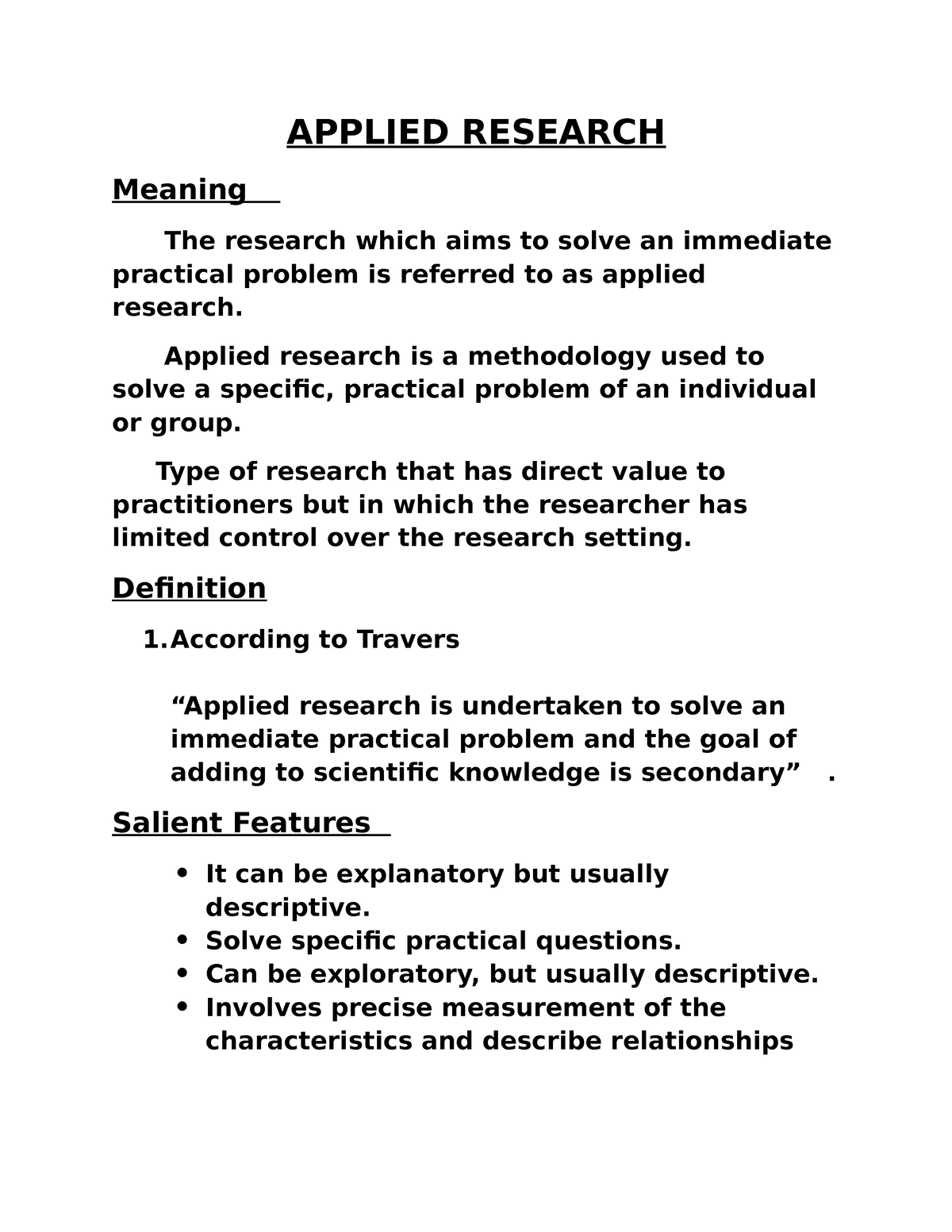 features of applied research