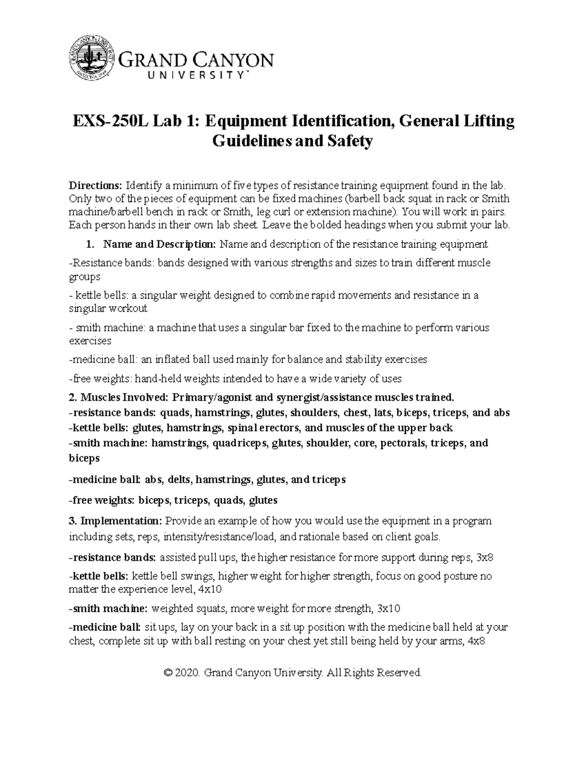 Lab 1 - The assigned lab for this week - EXS-250L Lab 1: Equipment ...