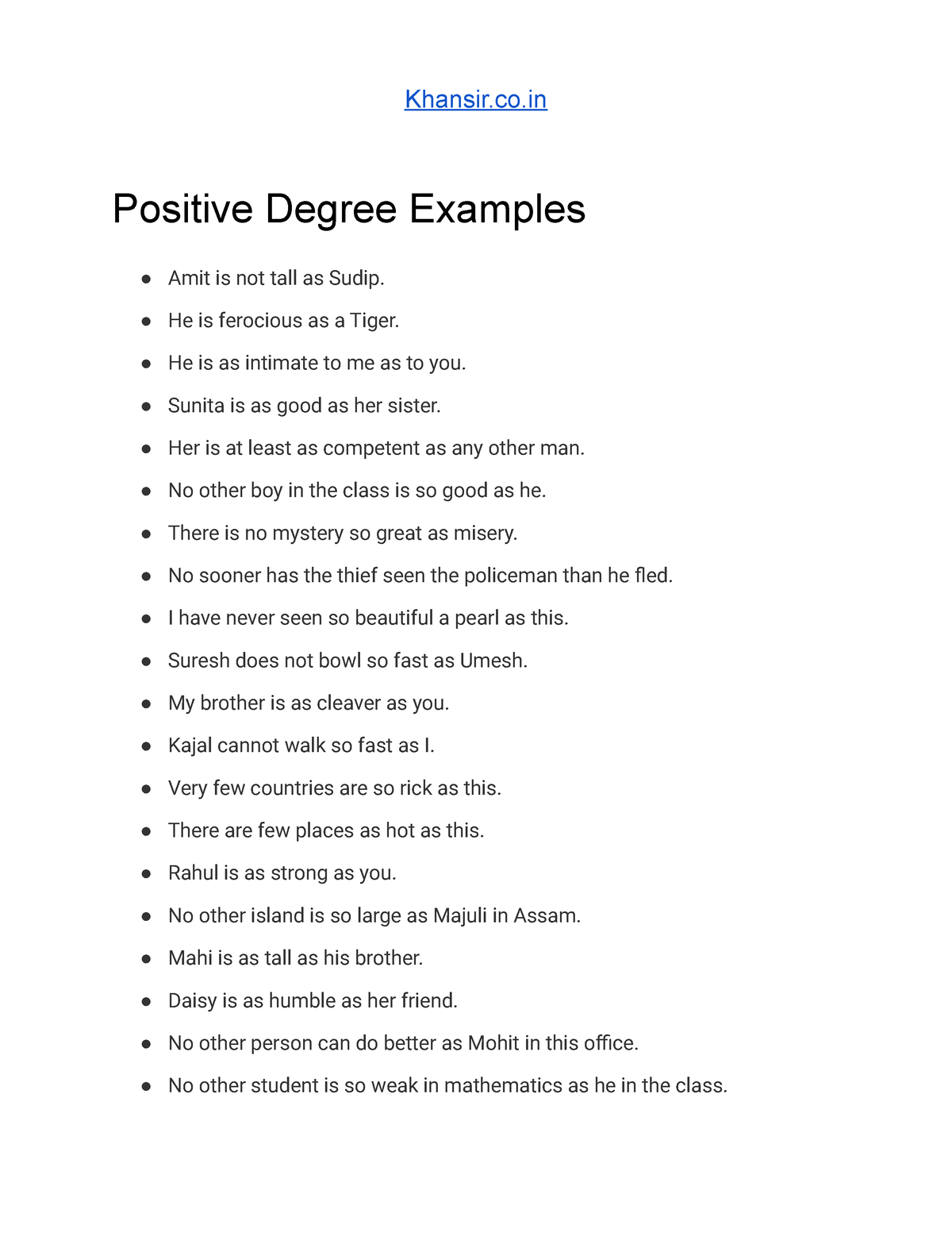 What Is Positive Degree In Grammar