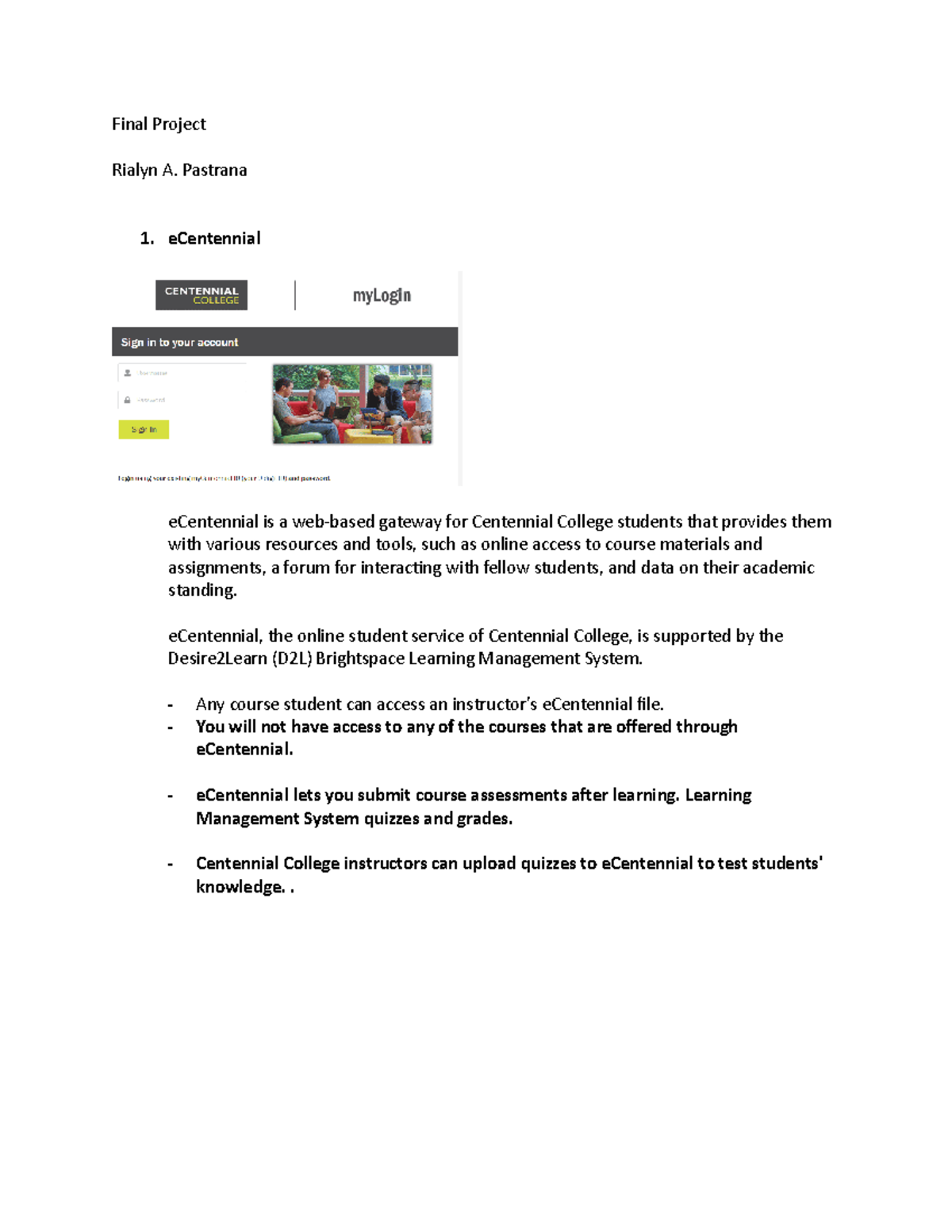 Final Project - Rialyn Pastrana - Final Project Rialyn A. Pastrana ...