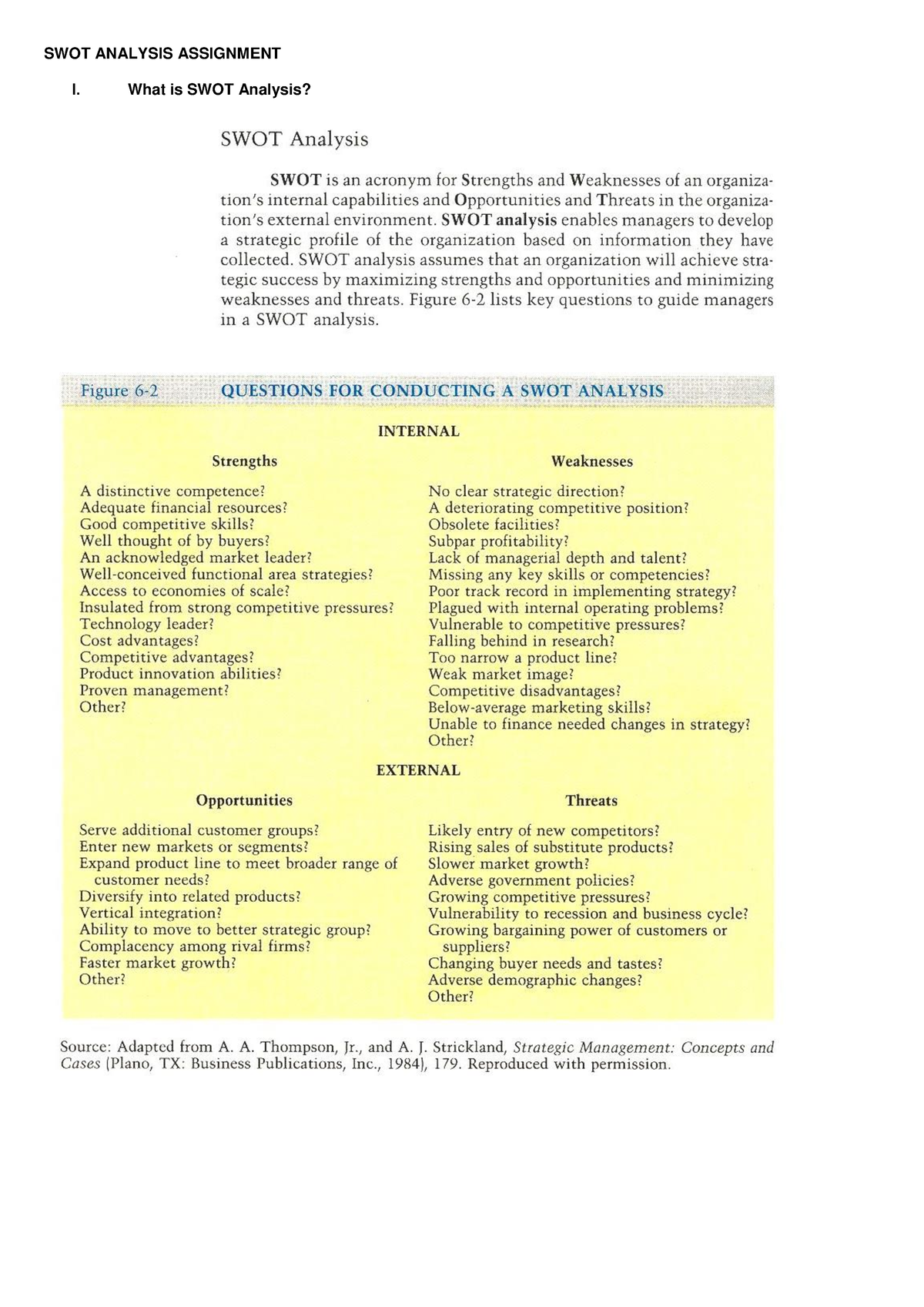 swot analysis for assignment