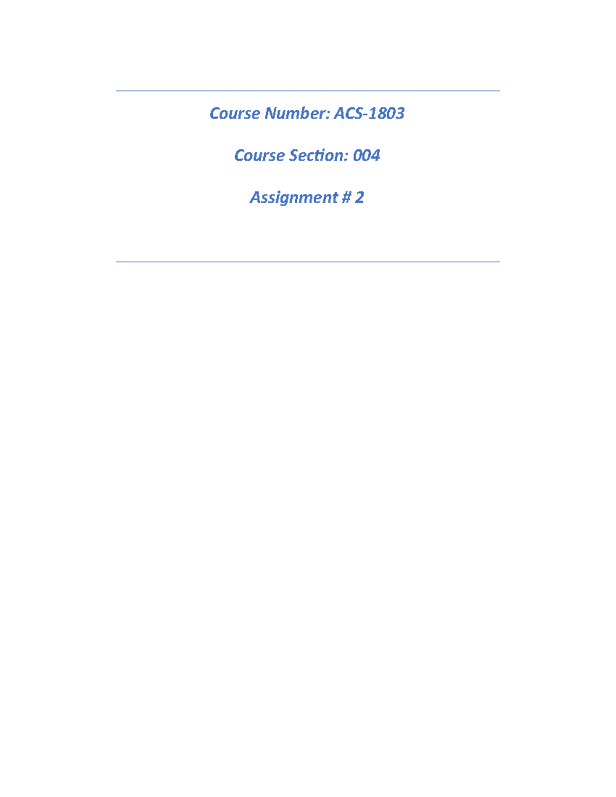 Acs 1803 Assignment 2 Got 100 Course Number Acs Course Section