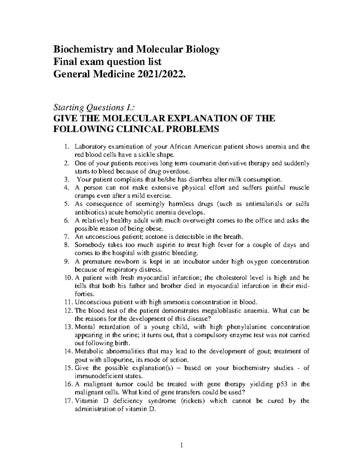 Biochem Exam Topics Gen Med 2022 - Biochemistry And Molecular Biology ...