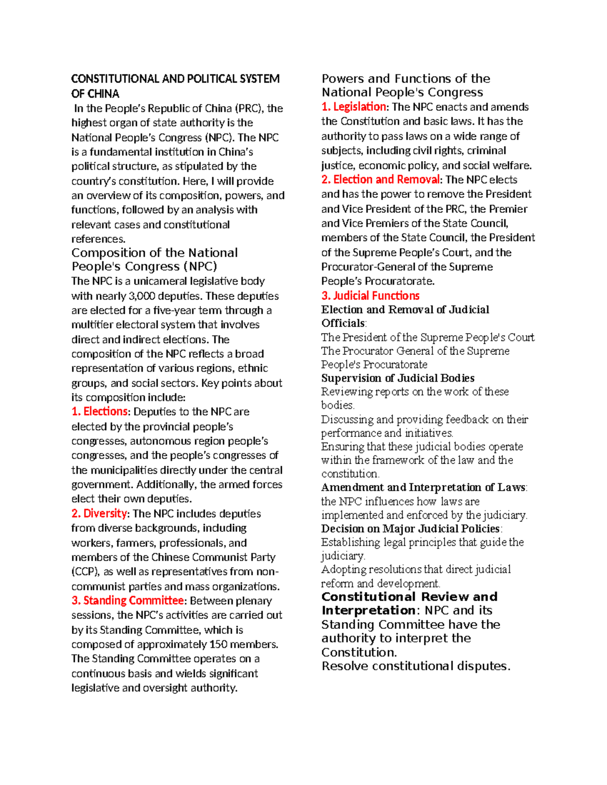 Constitutional AND Political System OF China - CONSTITUTIONAL AND ...