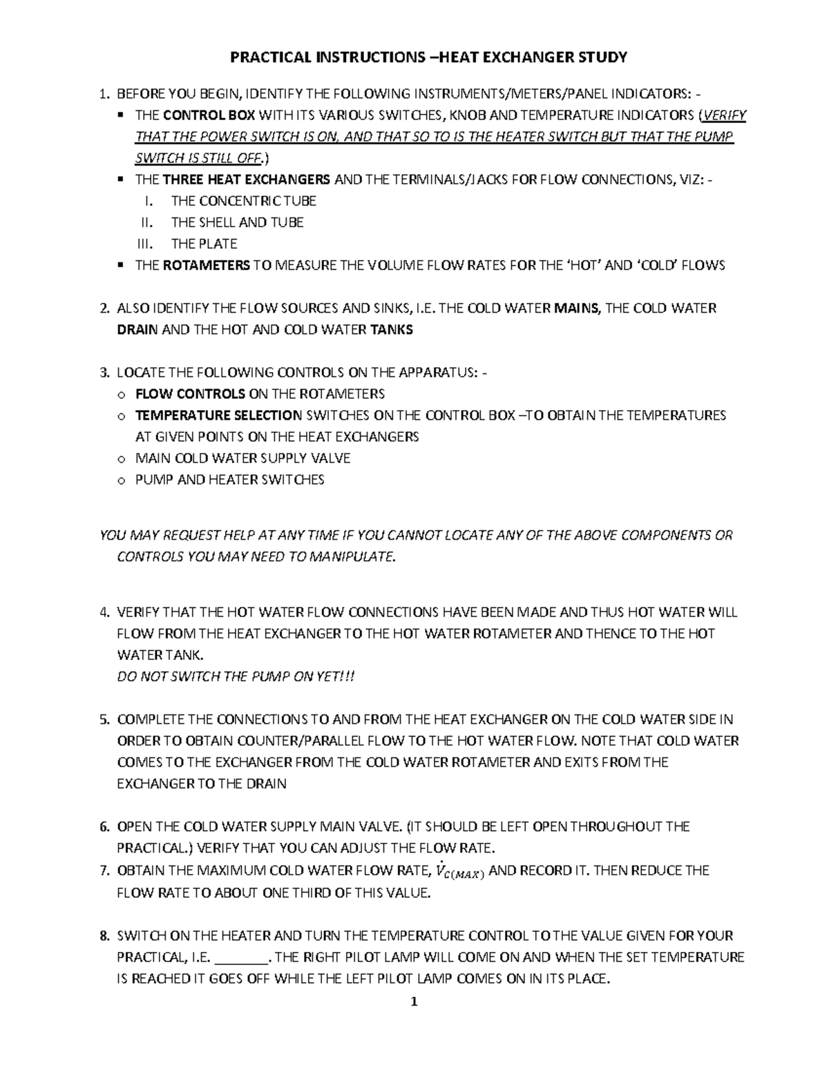 heat exchanger experiment lab report pdf