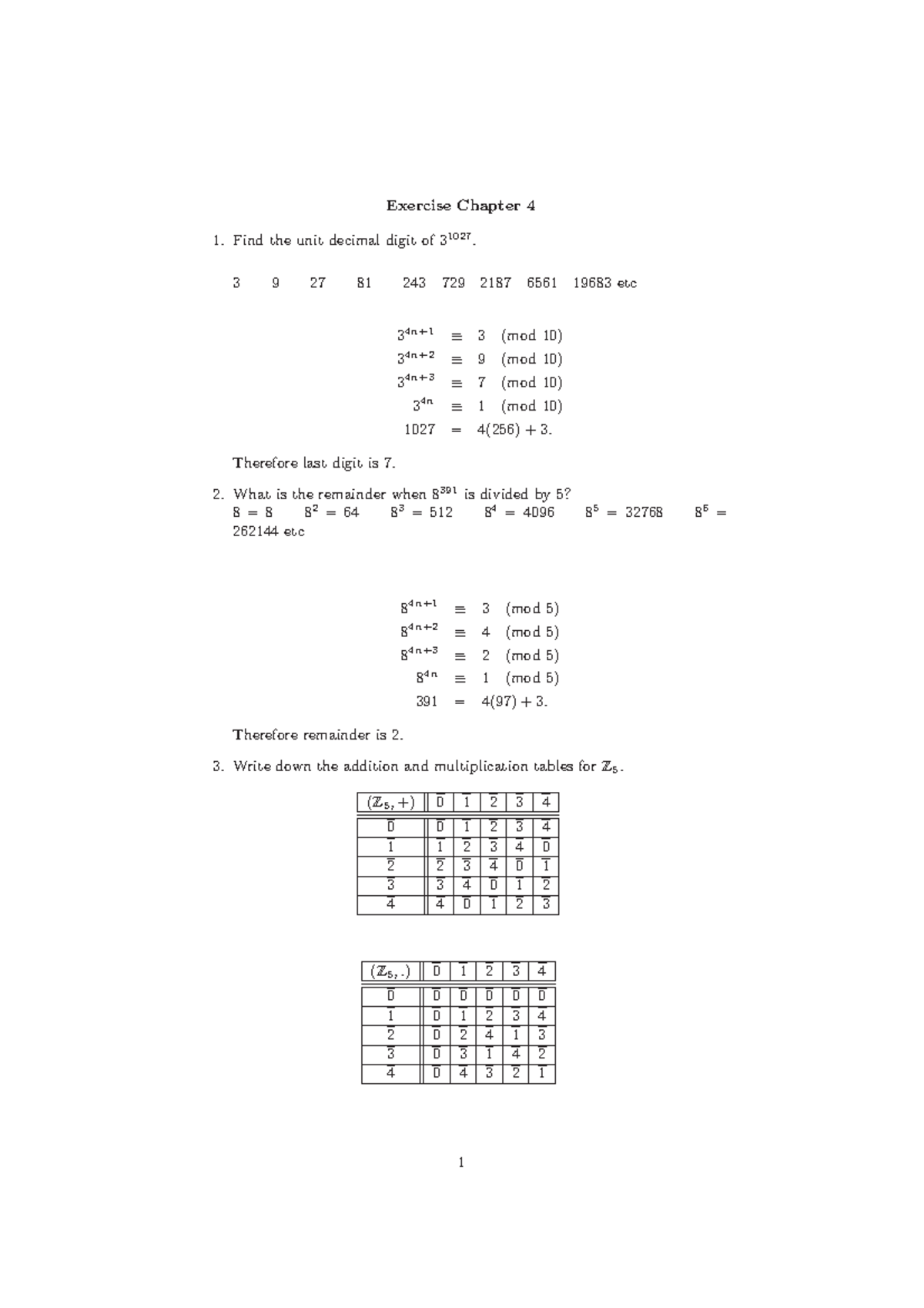 Exercise Chap 4 Math Exercise Chapter 4 Find The Unit Decimal Digit Exercise Chap 4 Math Exercise Chapter 4 Find The Unit Decimal Digit