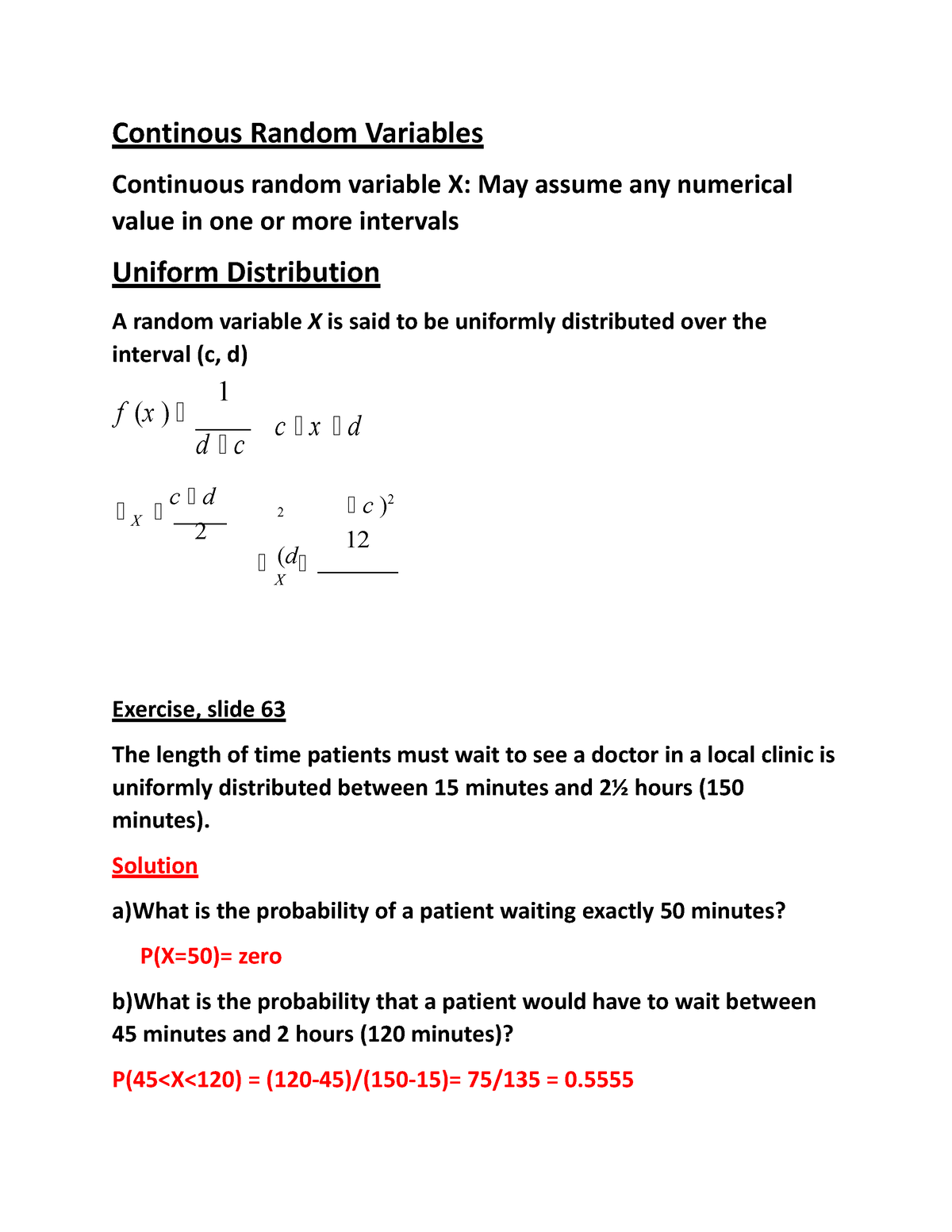 Chapter 6 Solution Of Exercises In Continuous Random Variables ...