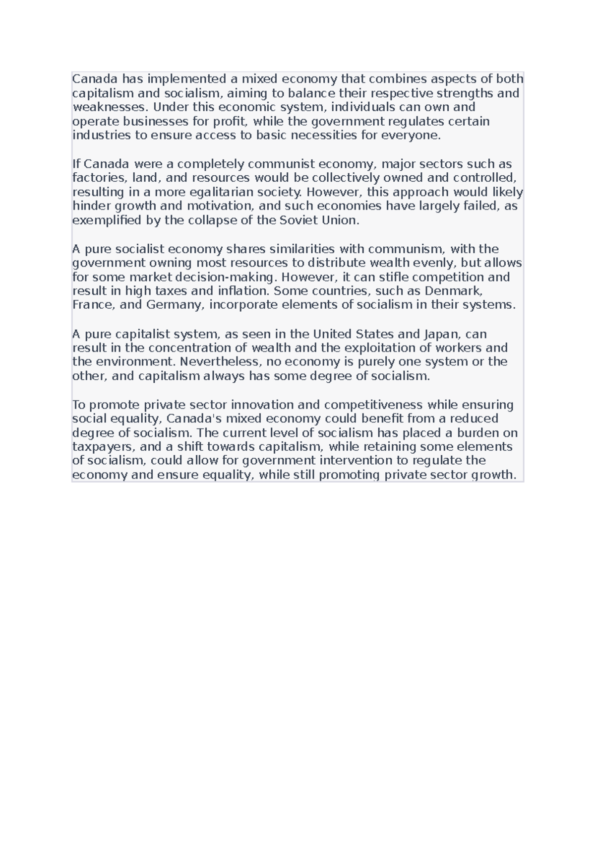 economy of canada Canada has implemented a mixed economy that