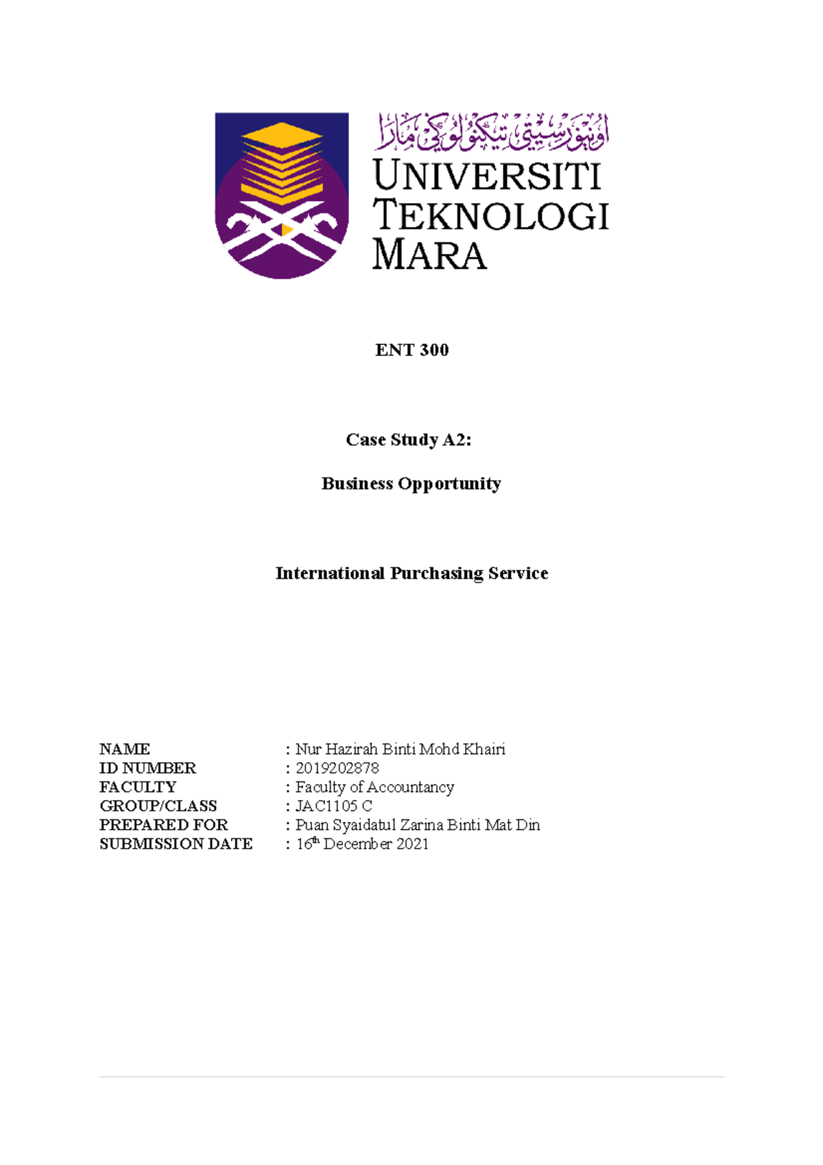 ent300 case study report uitm