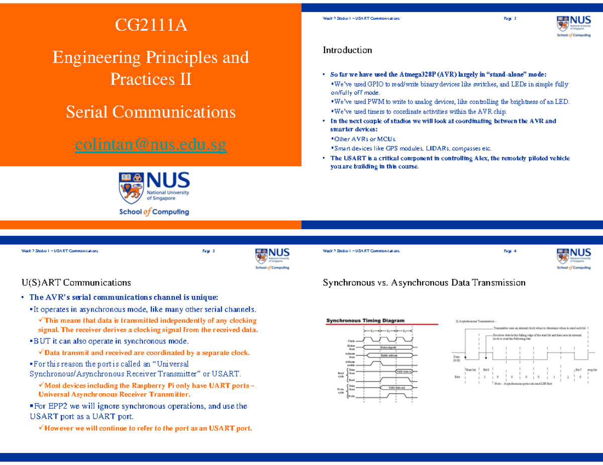 Timer Programming - practice notes - CG2111A Engineering Principles and ...