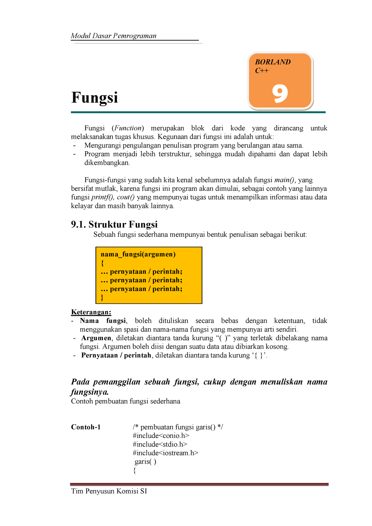 Bab 9 Fungsi Pada CPP - Fungsi Fungsi (Function) Merupakan Blok Dari ...