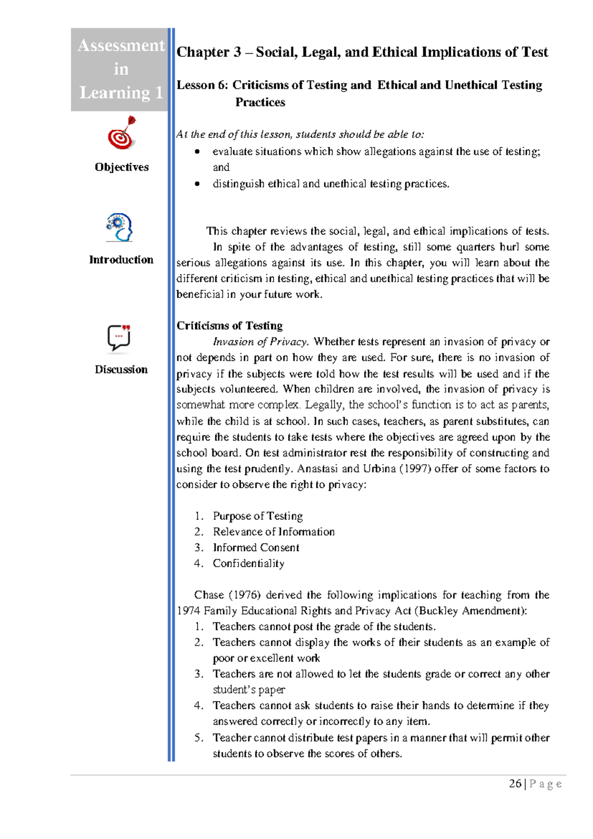 Profed 105Chapter3 Kaibsbd Assessment in Learning 1 Chapter 3