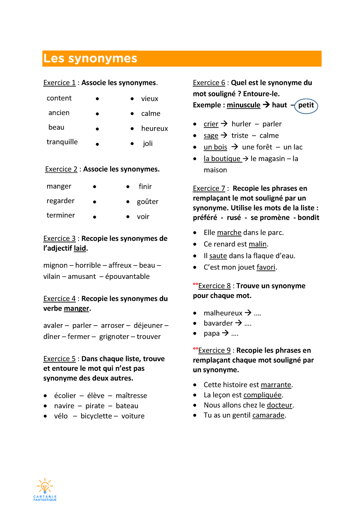 Cartable synonyme outlet