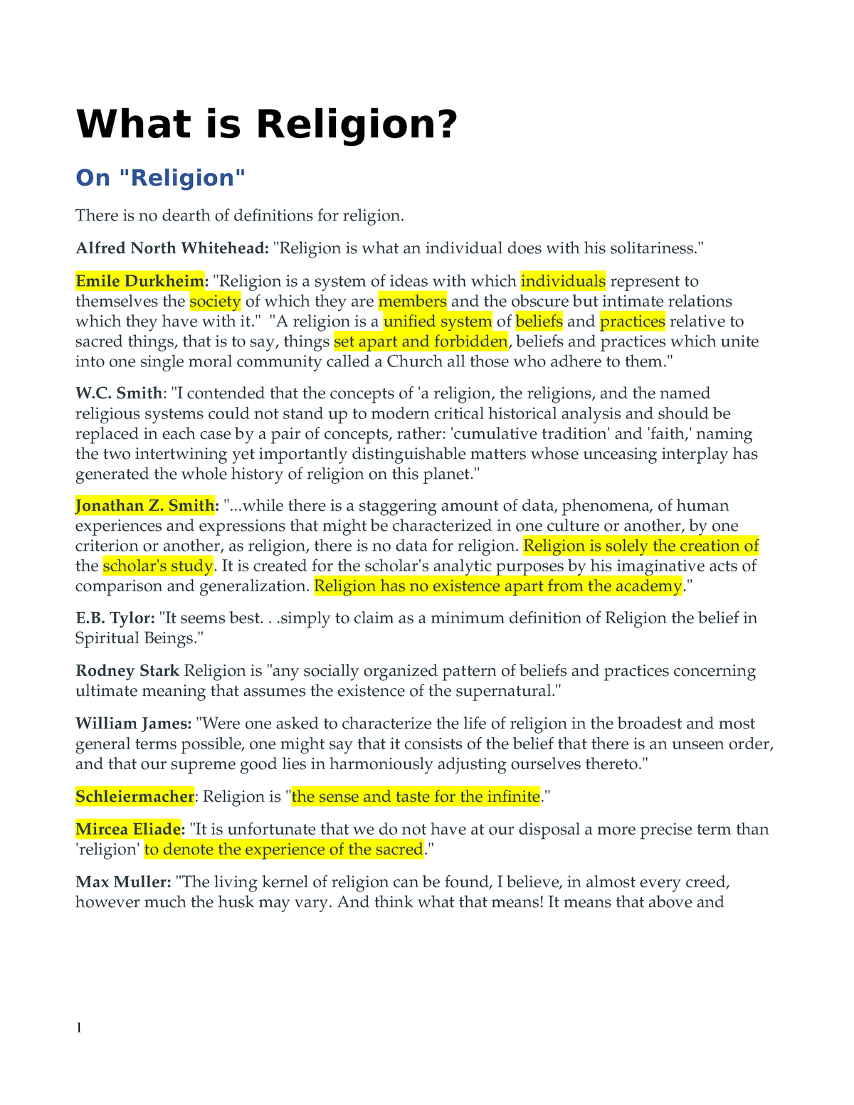 student essay about religion