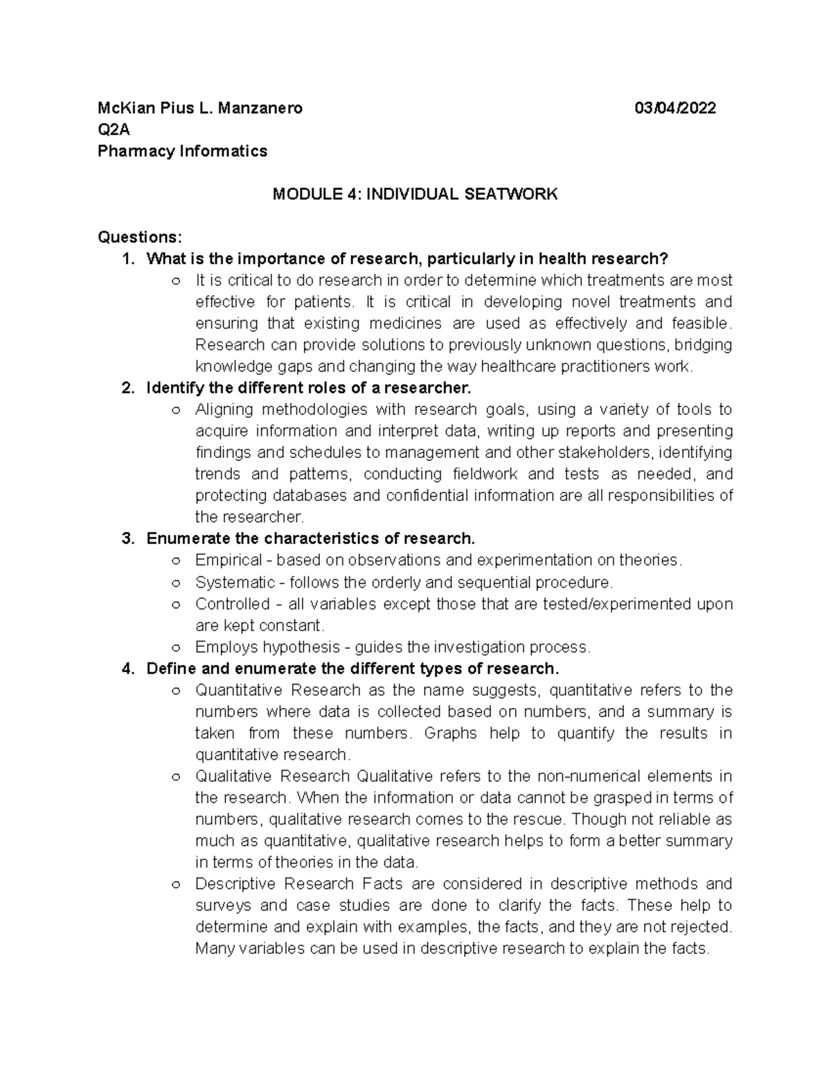 Manzanero Module 4 Pharmacy Informatics - McKian Pius L. Manzanero 03 ...