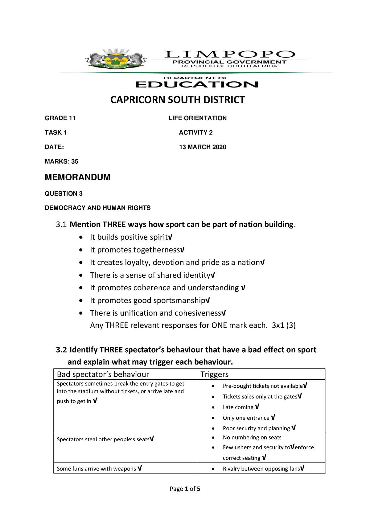 life orientation grade 11 research project memorandum