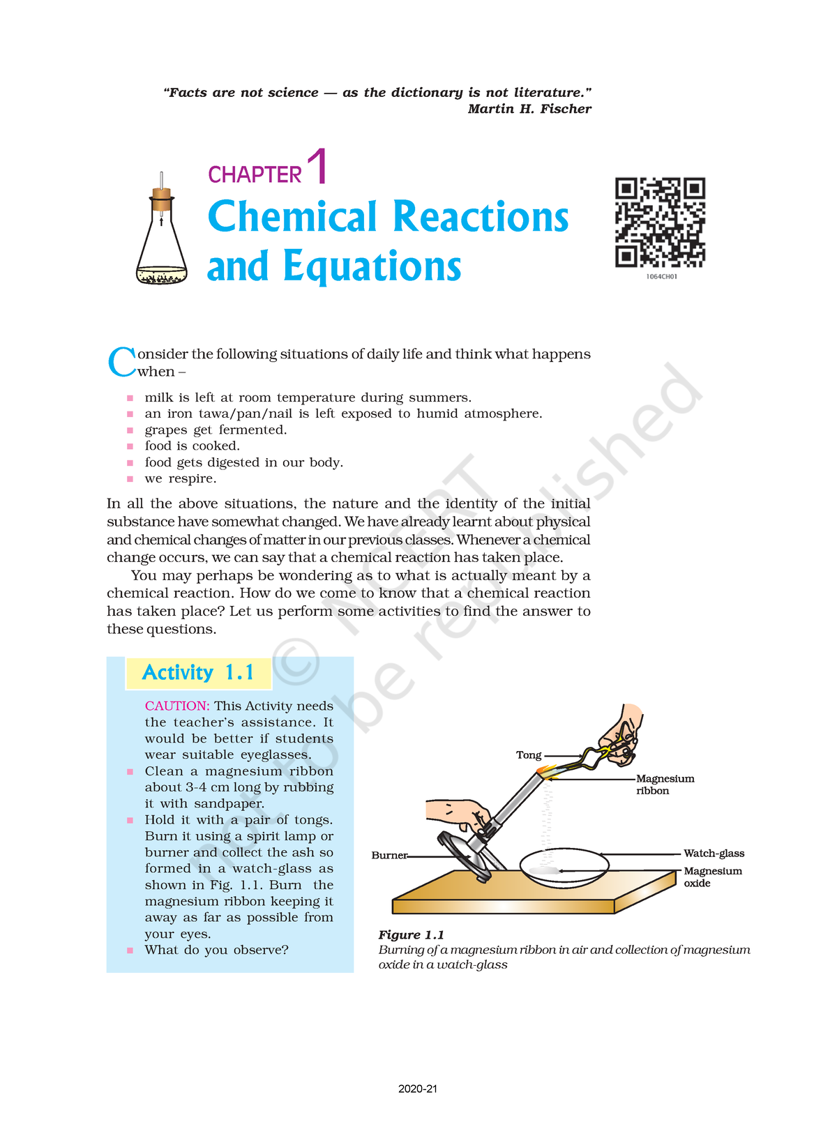 Science Ncert Chapter Chemical Reactions And Equations CHAPTER C Onsider The Following