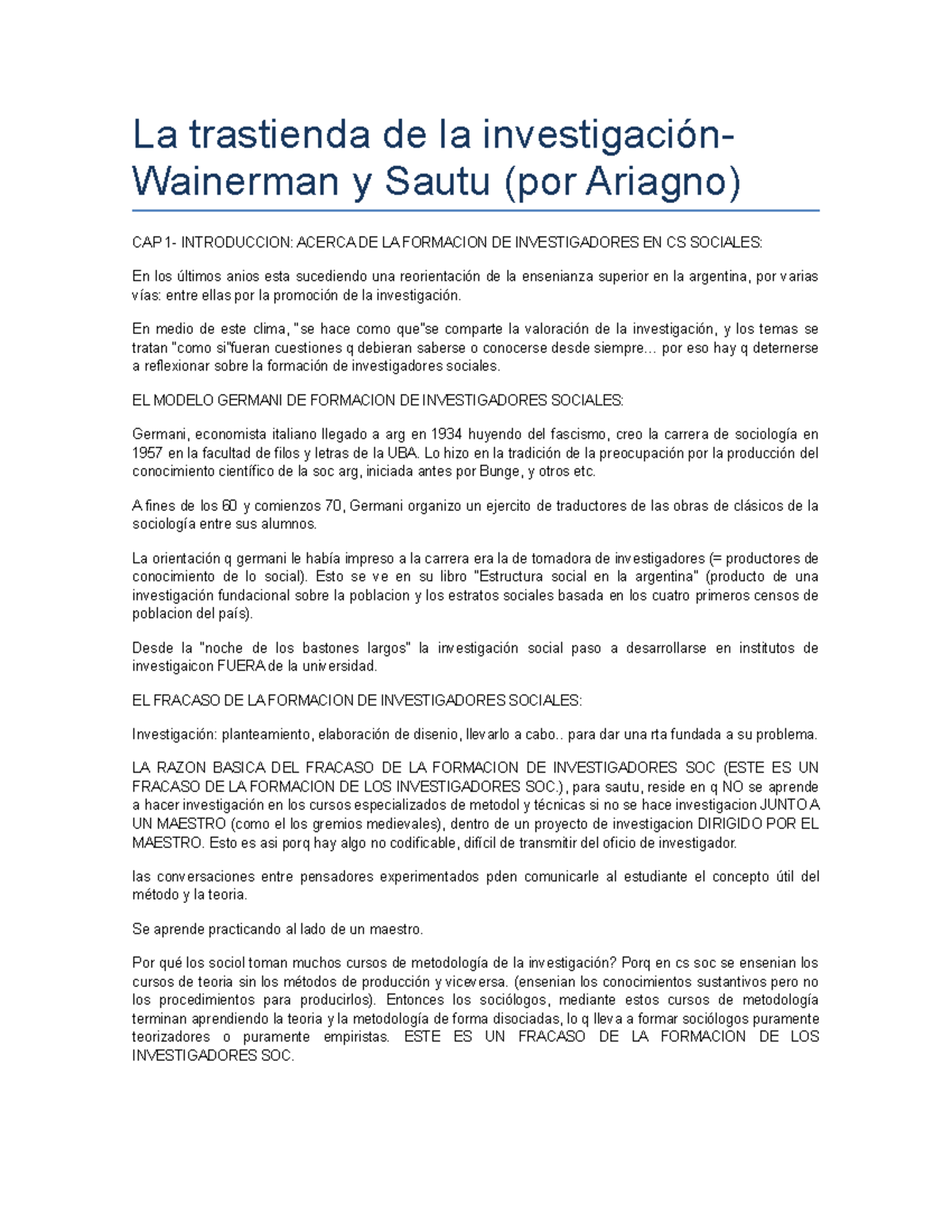 La Trastienda De La Investigación Wainerman Y Sautu Ariagno La Trastienda De La Investigación 7407