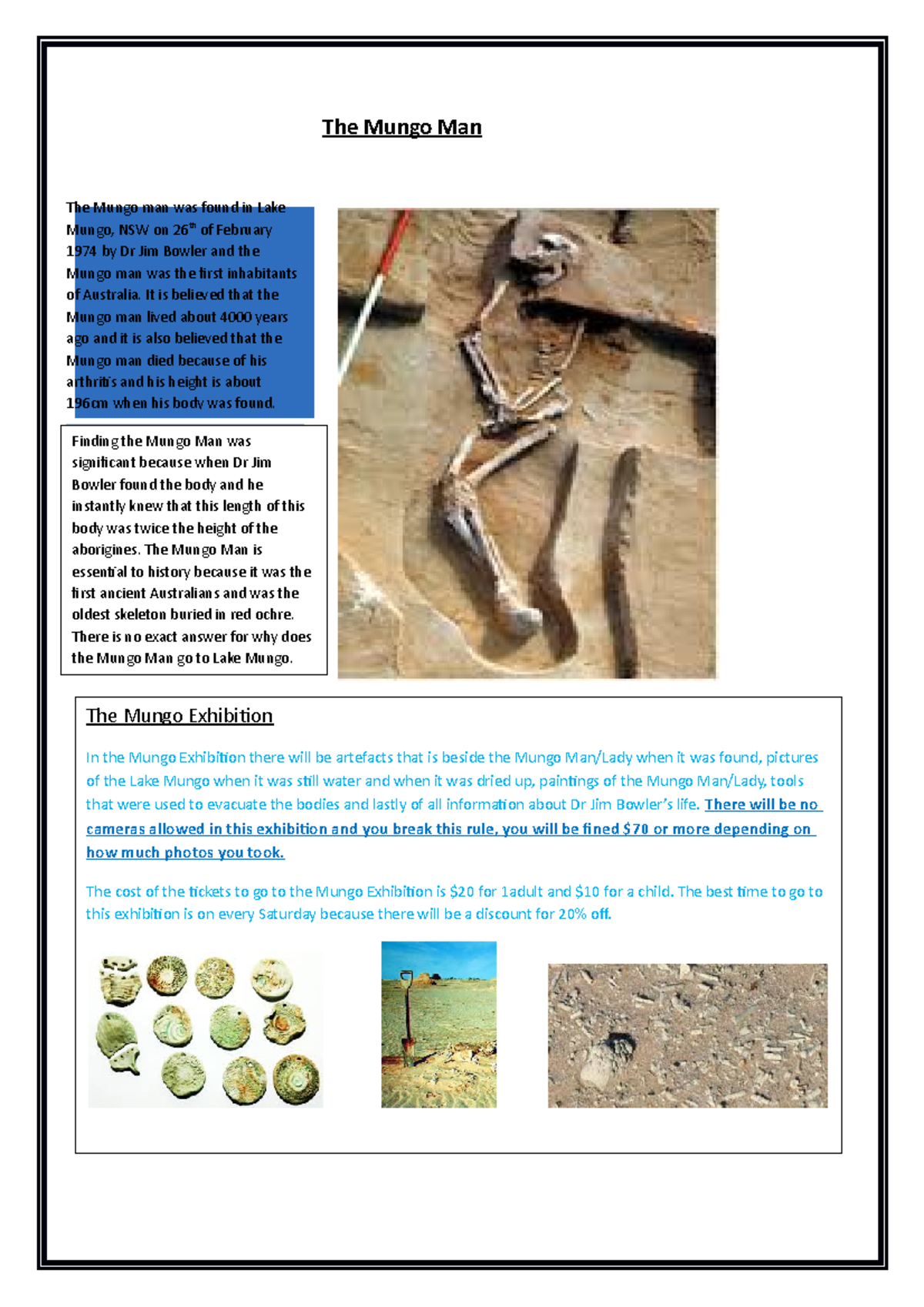 The Mungo Man Very informative The Mungo Man The Mungo man was