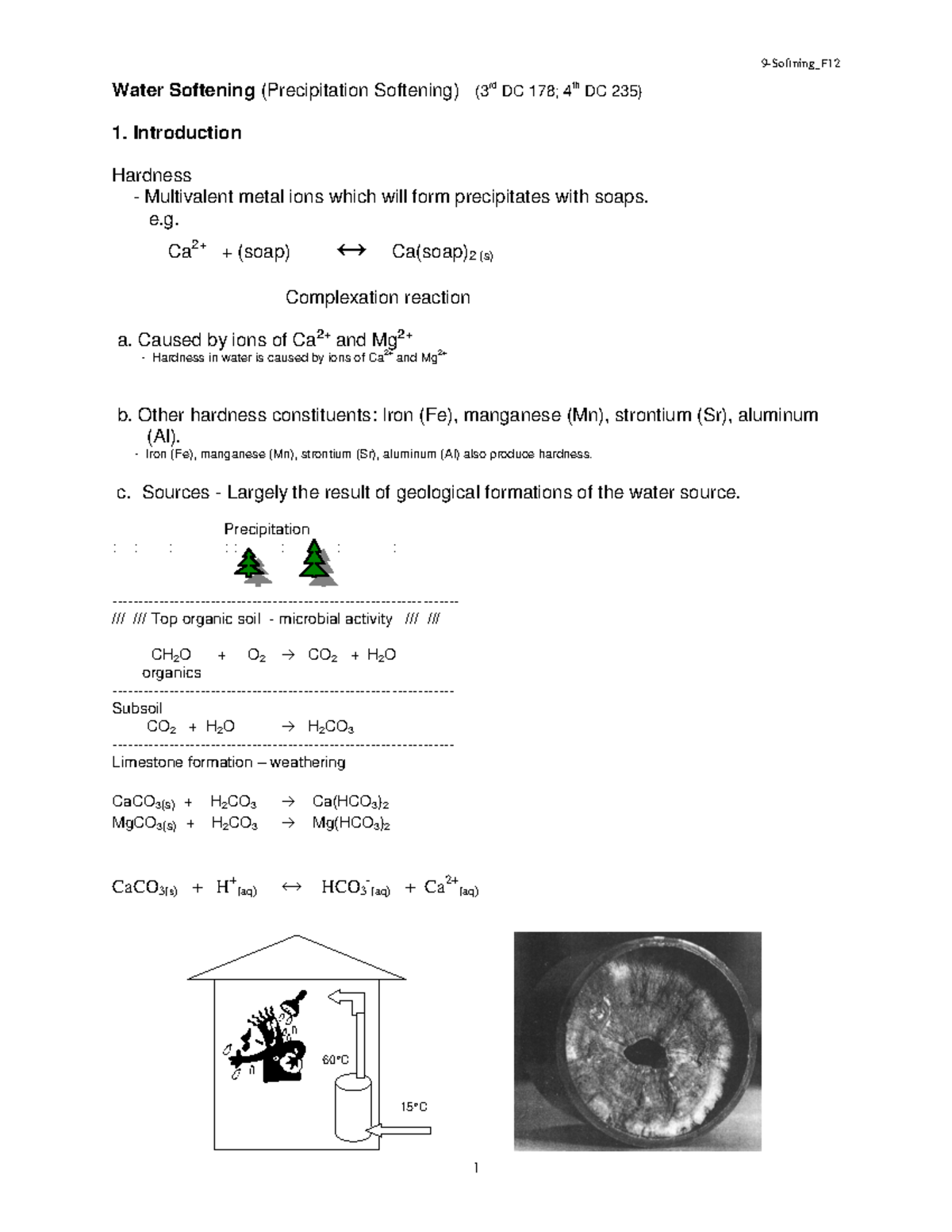 Water Softening - Lecture Notes 1 - Water Softening (Precipitation ...