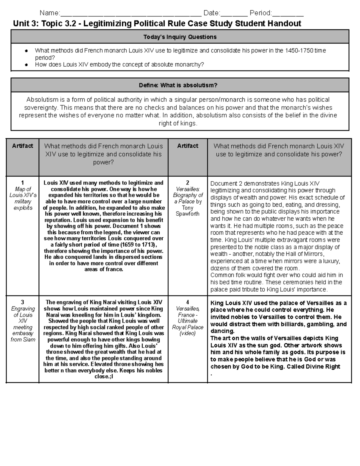 unit 3 legitimizing political rule case study