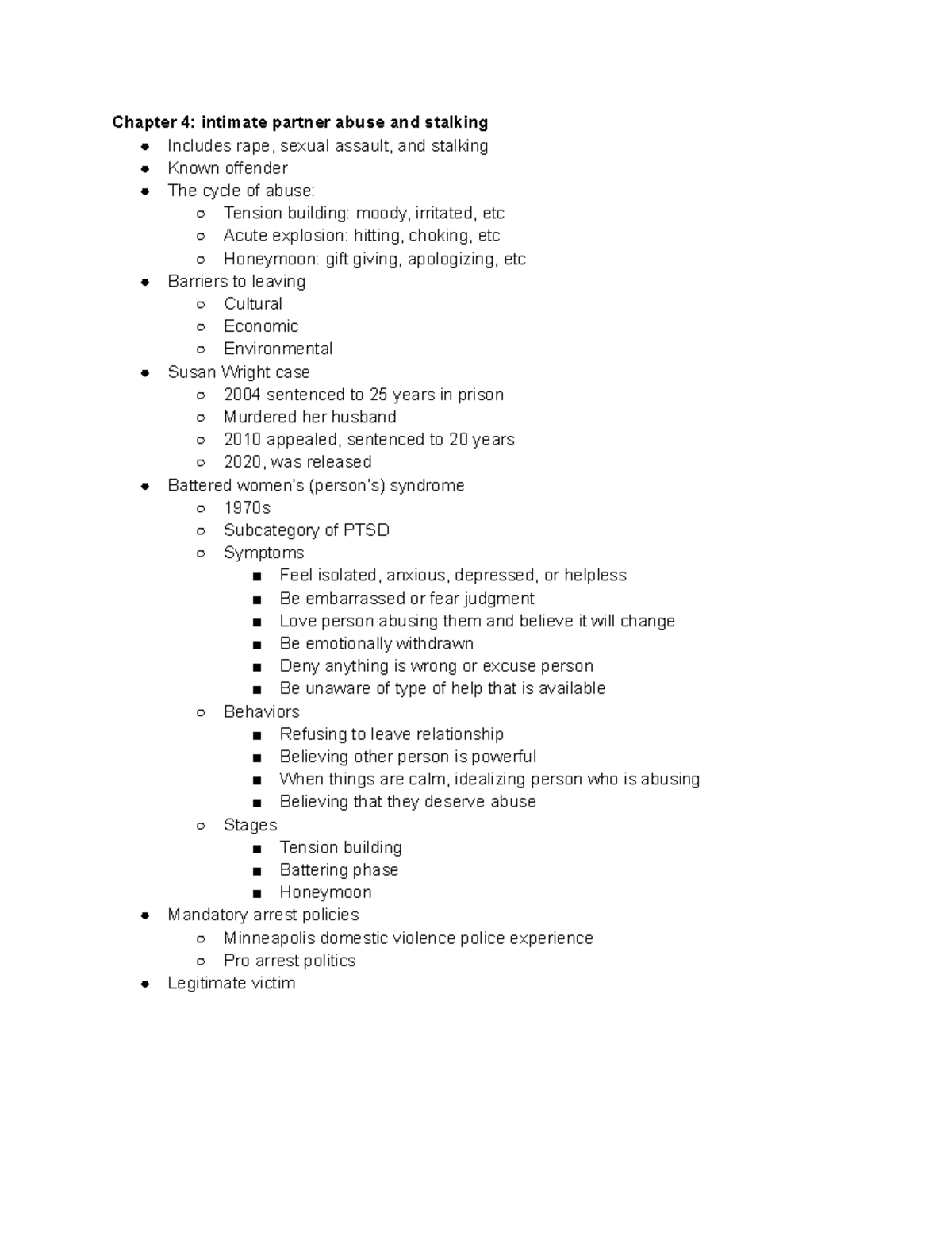 Chapter 4 intimate partner abuse and stalking - Chapter 4: intimate ...