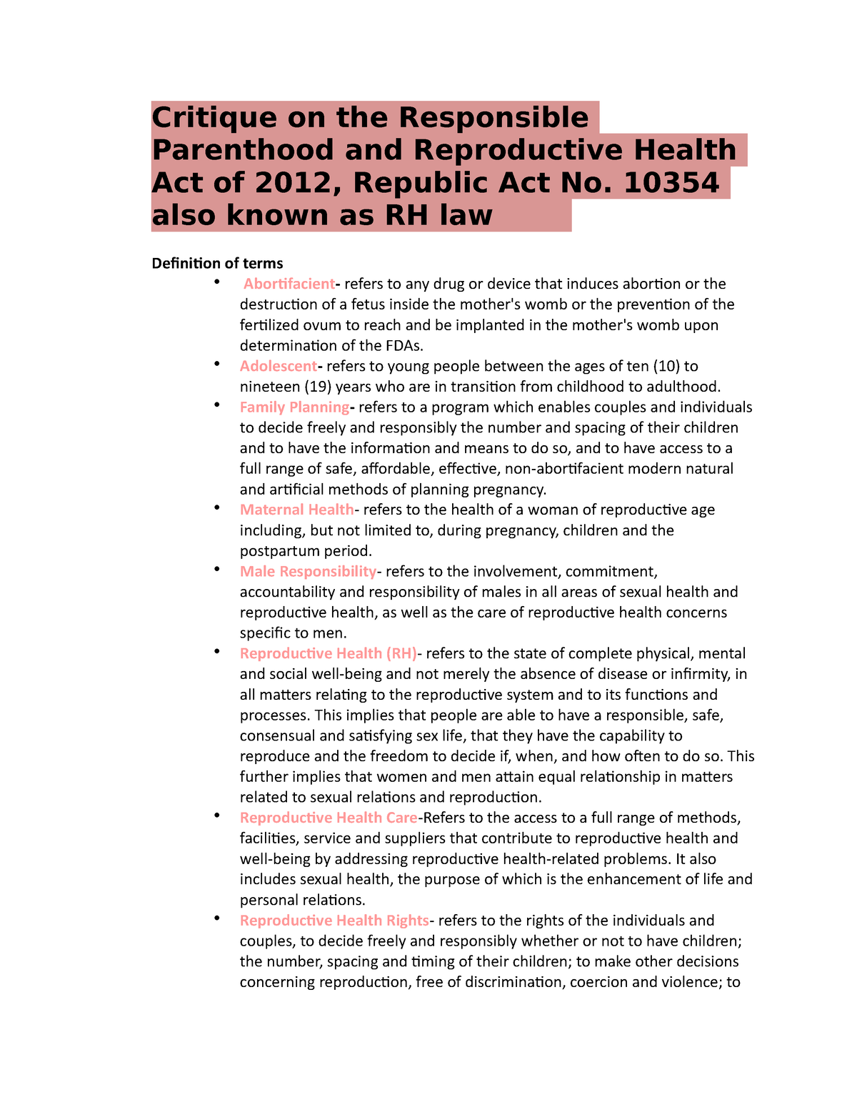 reproductive health thesis topics