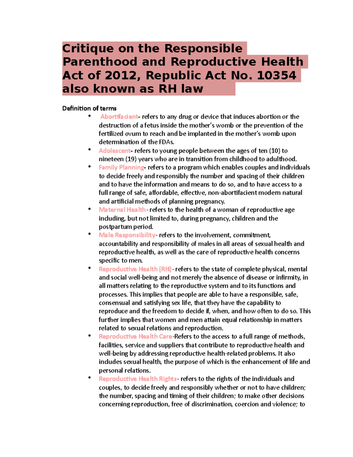 reproductive health thesis topics