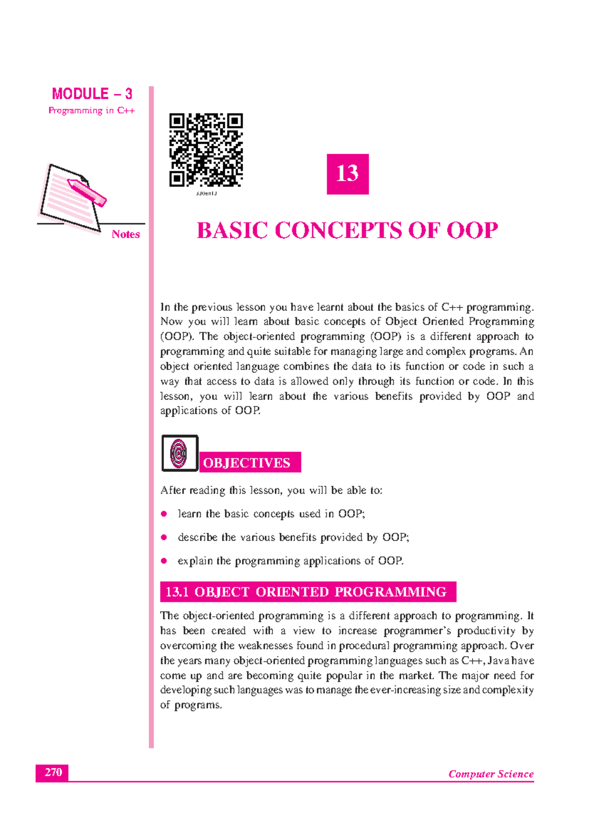 Lesson 13 - Oops notes - 270 Programming in C++ Notes 13 BASIC CONCEPTS ...
