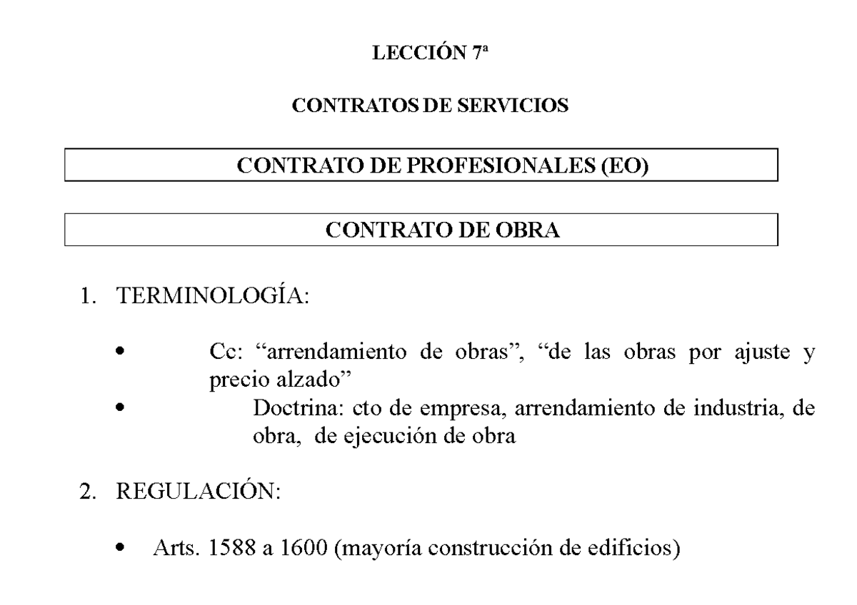 Tema 7 (DC III) Obra Y Edificación - LECCIÓN 7ª CONTRATOS DE SERVICIOS ...