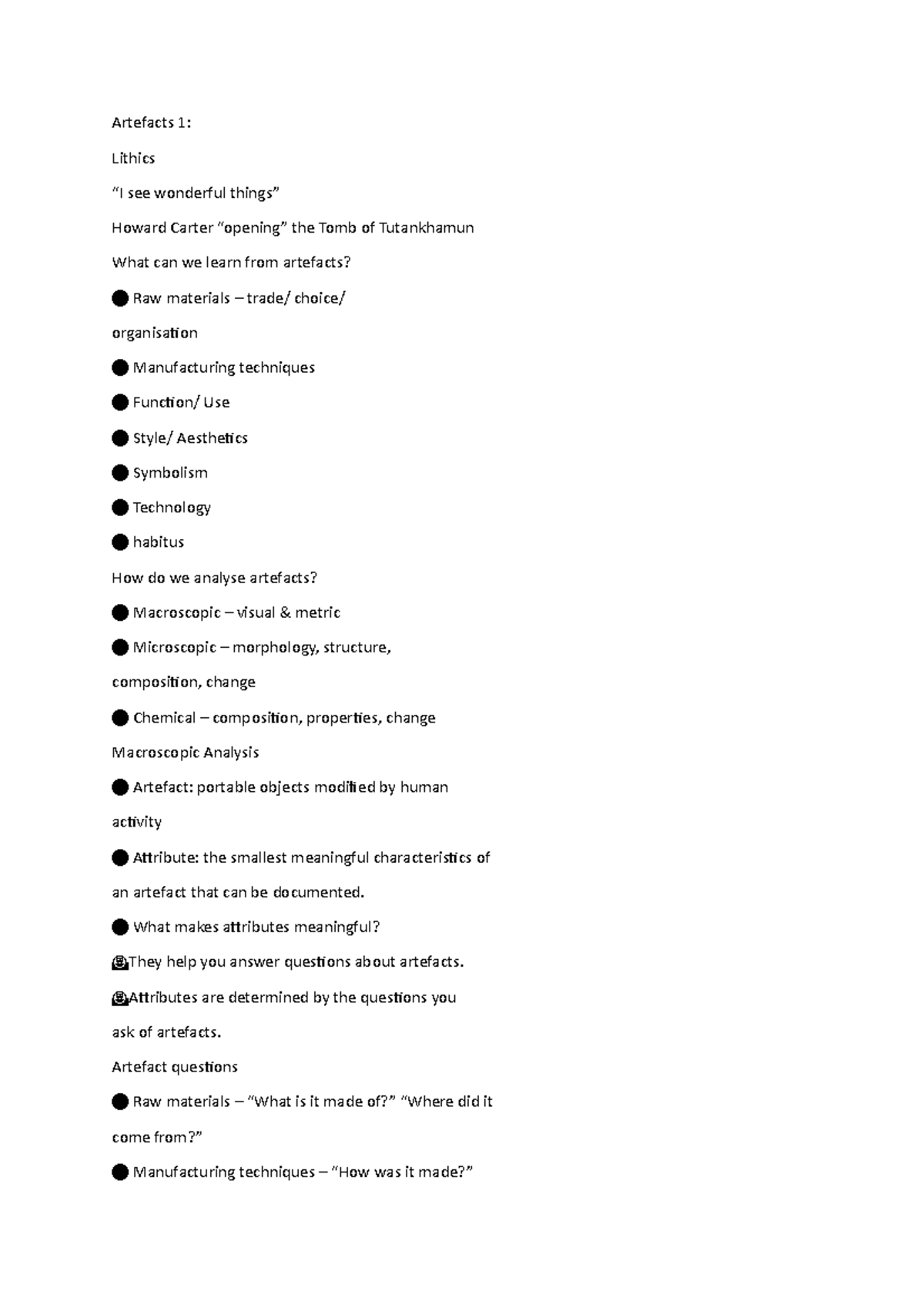 ALGY 101 9 All module summary notes every lecture - Artefacts 1 ...