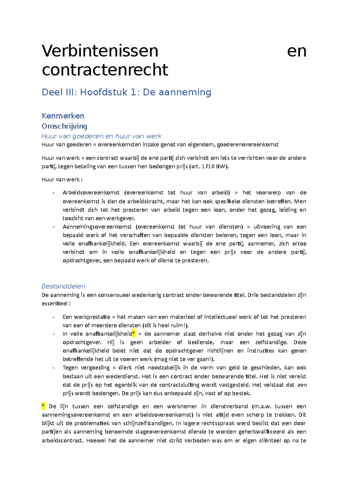 De Aanneming En Lastgeving - Verbintenissen En Contractenrecht Deel III ...