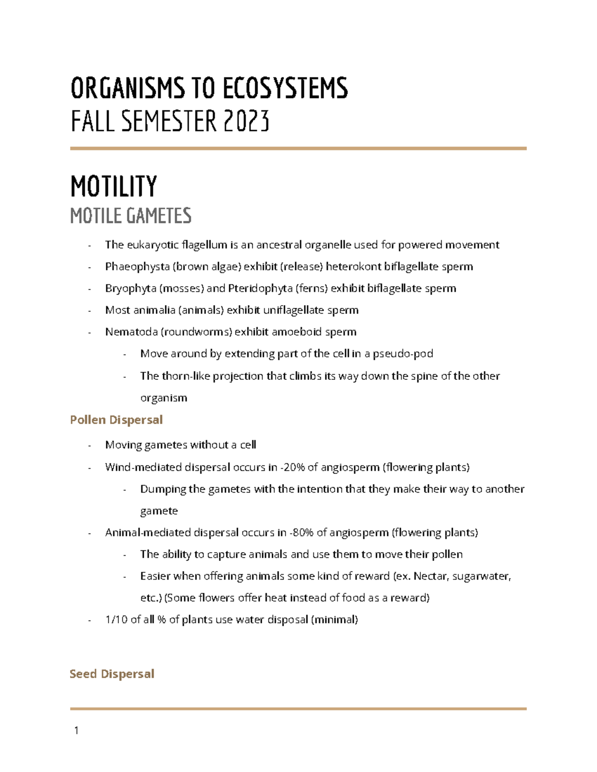 BIOL2102 Motility - In-class presentation notes for Principles of ...