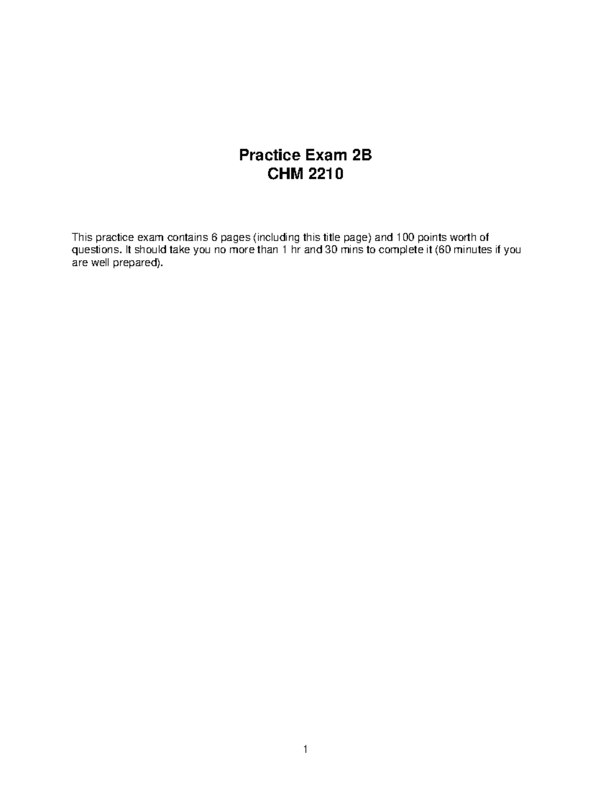 Practice Exam 2B - Practice Exam 2B CHM 2210 This practice exam ...