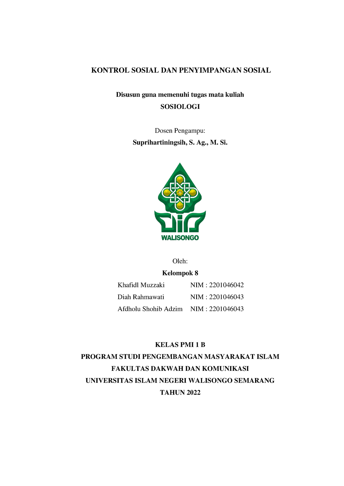 Makalah Sosiologi Kel 8 Fix - KONTROL SOSIAL DAN PENYIMPANGAN SOSIAL ...