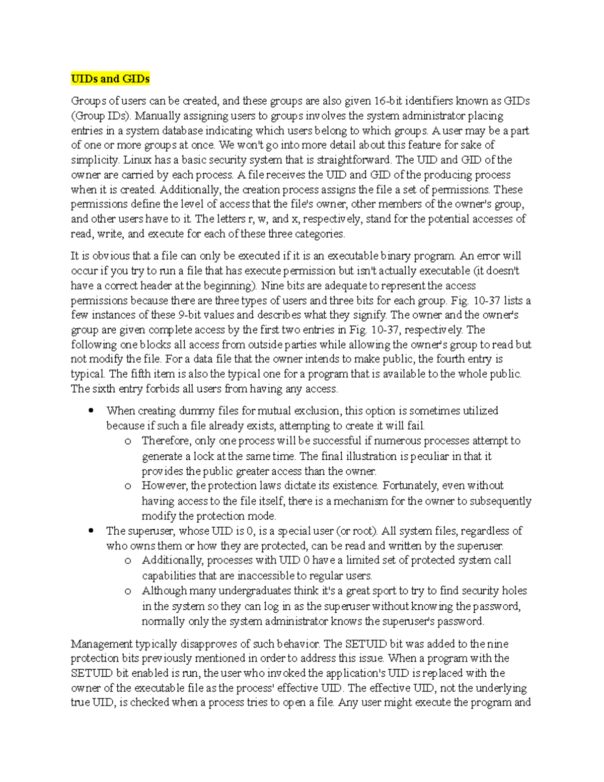 UIDs And GIDs Notes UIDs And GIDs Groups Of Users Can Be Created