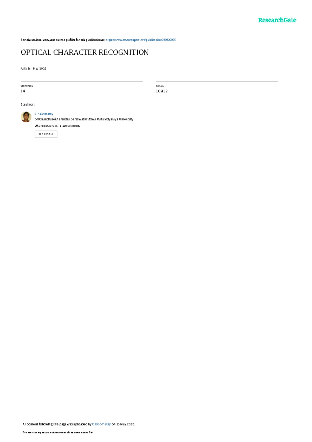 OCR - Notes - See discussions, stats, and author profiles for this ...