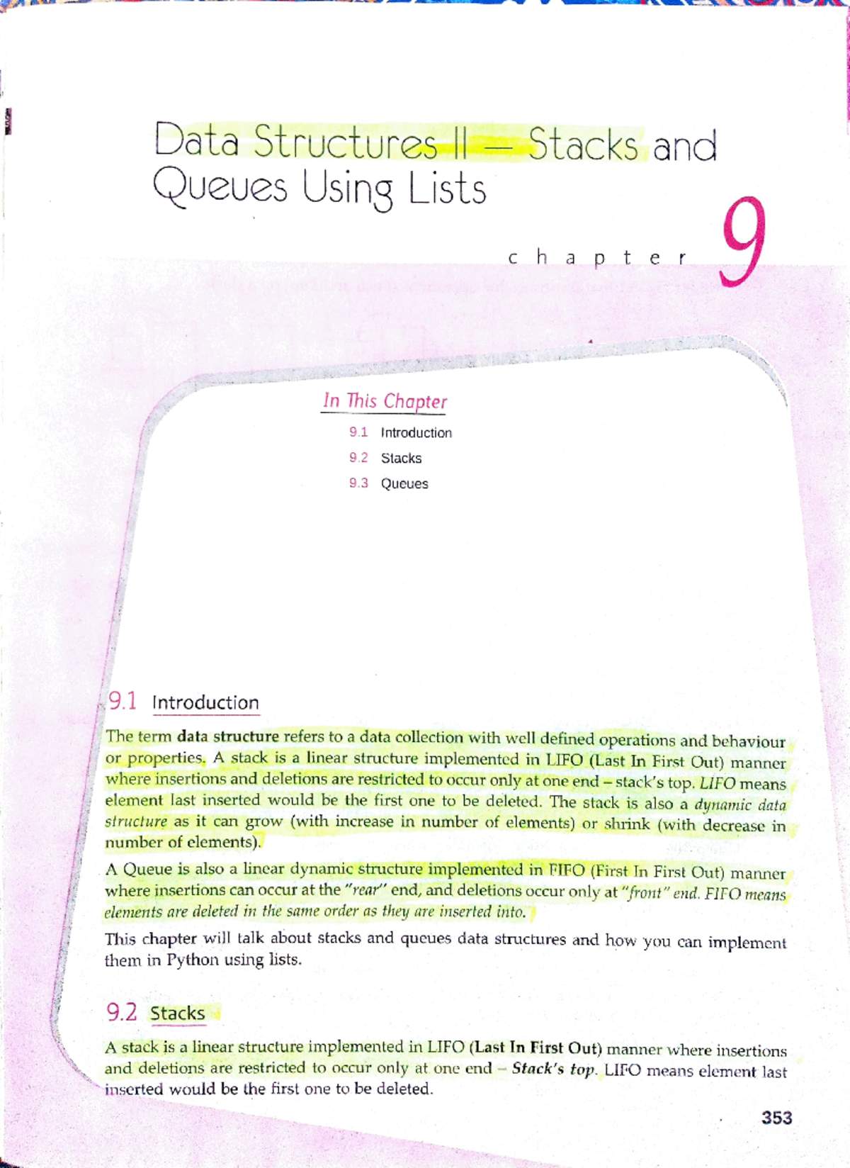 Stacks - Notes - Data Structures Stacks and Queues Using Lists h a p e ...
