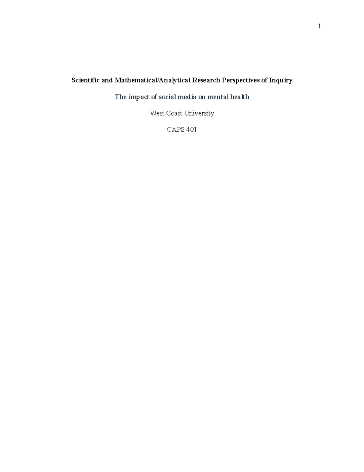 Scientific and Mathematical Analytical Research Perspectives of Inquiry ...