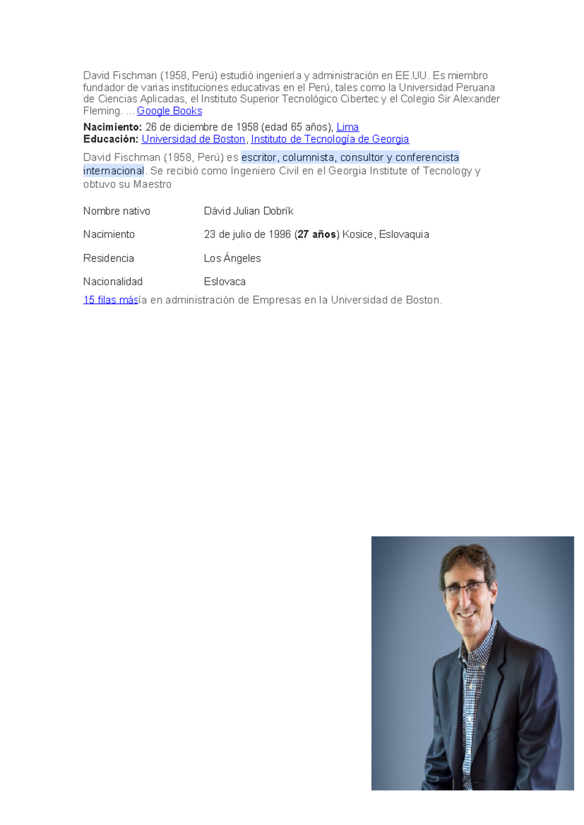David Fischman - Es miembro fundador de varias instituciones educativas ...