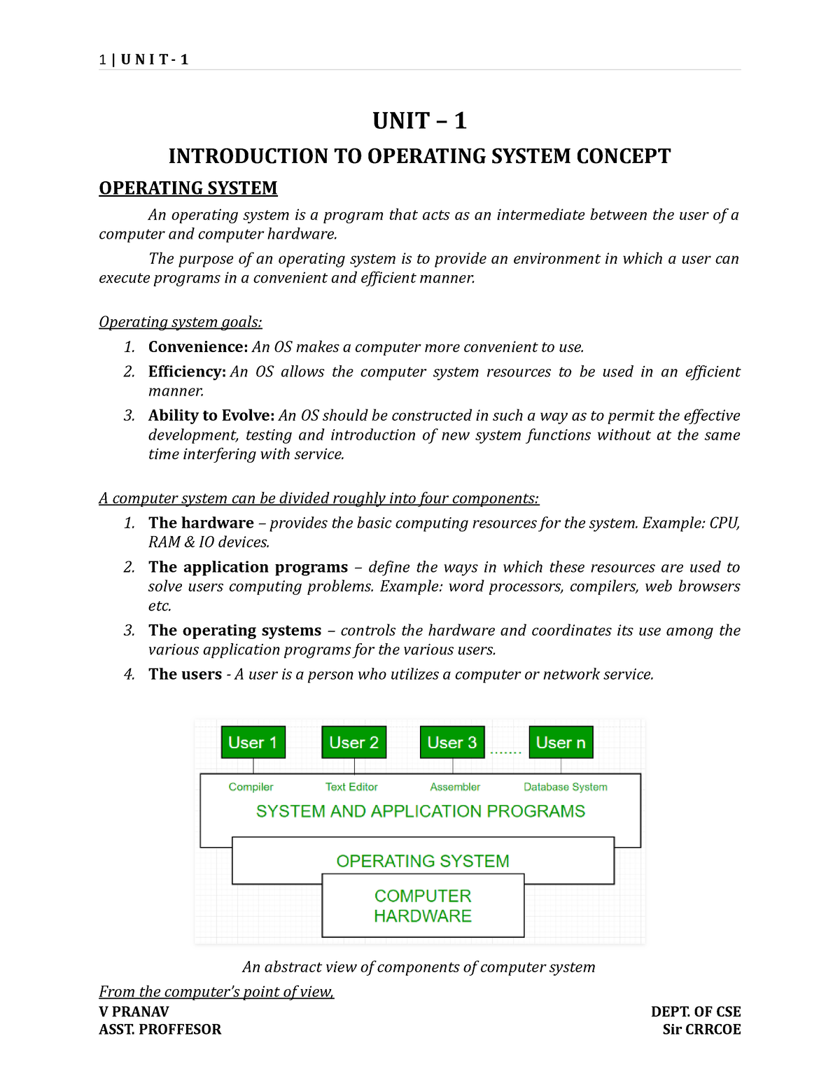 OS Unit - 1 - UNIT – 1 INTRODUCTION TO OPERATING SYSTEM CONCEPT ...