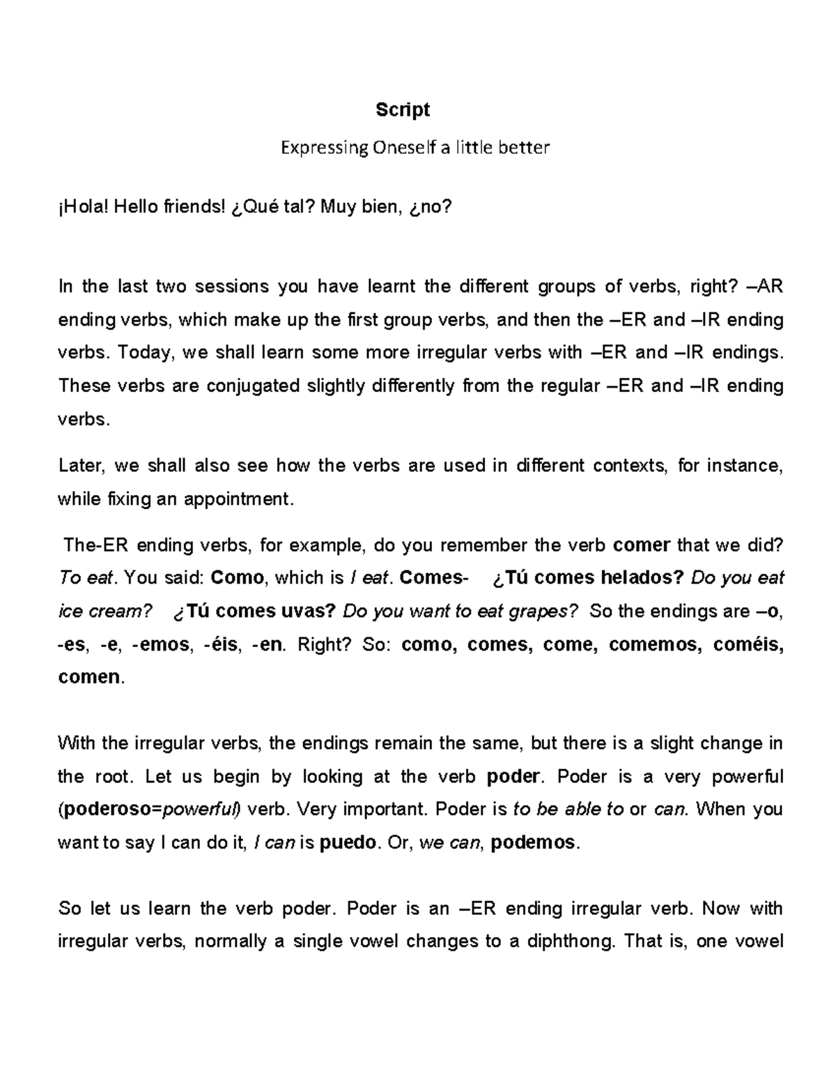 W3-L3- Script - Expressing Oneself a little better - Script Expressing ...