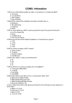 COMS229 Progress Report 4 - COMS: Practice Question 1: Category ...
